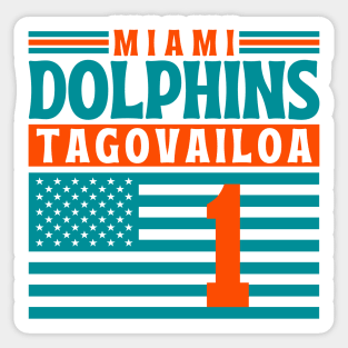 Miami Dolphins Tagovailoa 1 American Flag Football Sticker